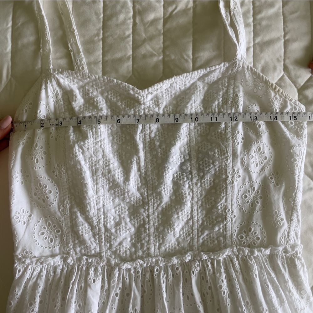 Vintage Ralph Lauren White Midi Eyelet Dress Size Small - Picture 7 of 8